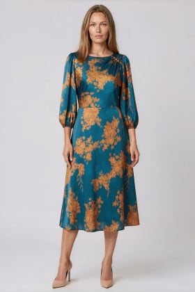 Rochie eleganta din tesatura satinata R 288 turcoaz
