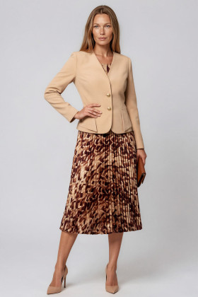 Elegant suit with pleated dress 9484 beige