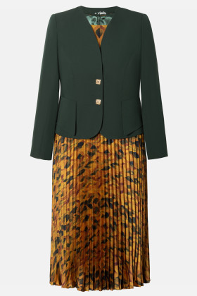 Elegant suit with pleated dress 9484 green