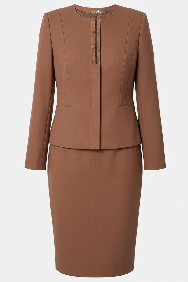 Suit with jacket and dress 9439 brown