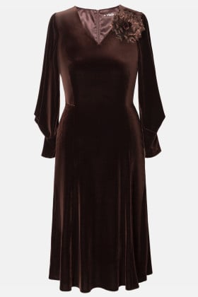 Rochie eleganta din catifea R 299 maro