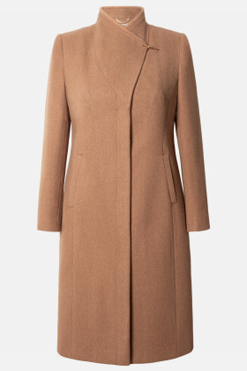 Beige wool-blend fabric coat 7422