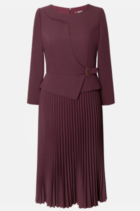 Rochie office-eleganta cu pliuri R 297 mov pruna